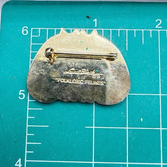 Laurel Burch Vtg “Folkloric Felines” Colorful Enamel Rainbow 2 Cats Brooch Pin - Picture 3 of 14